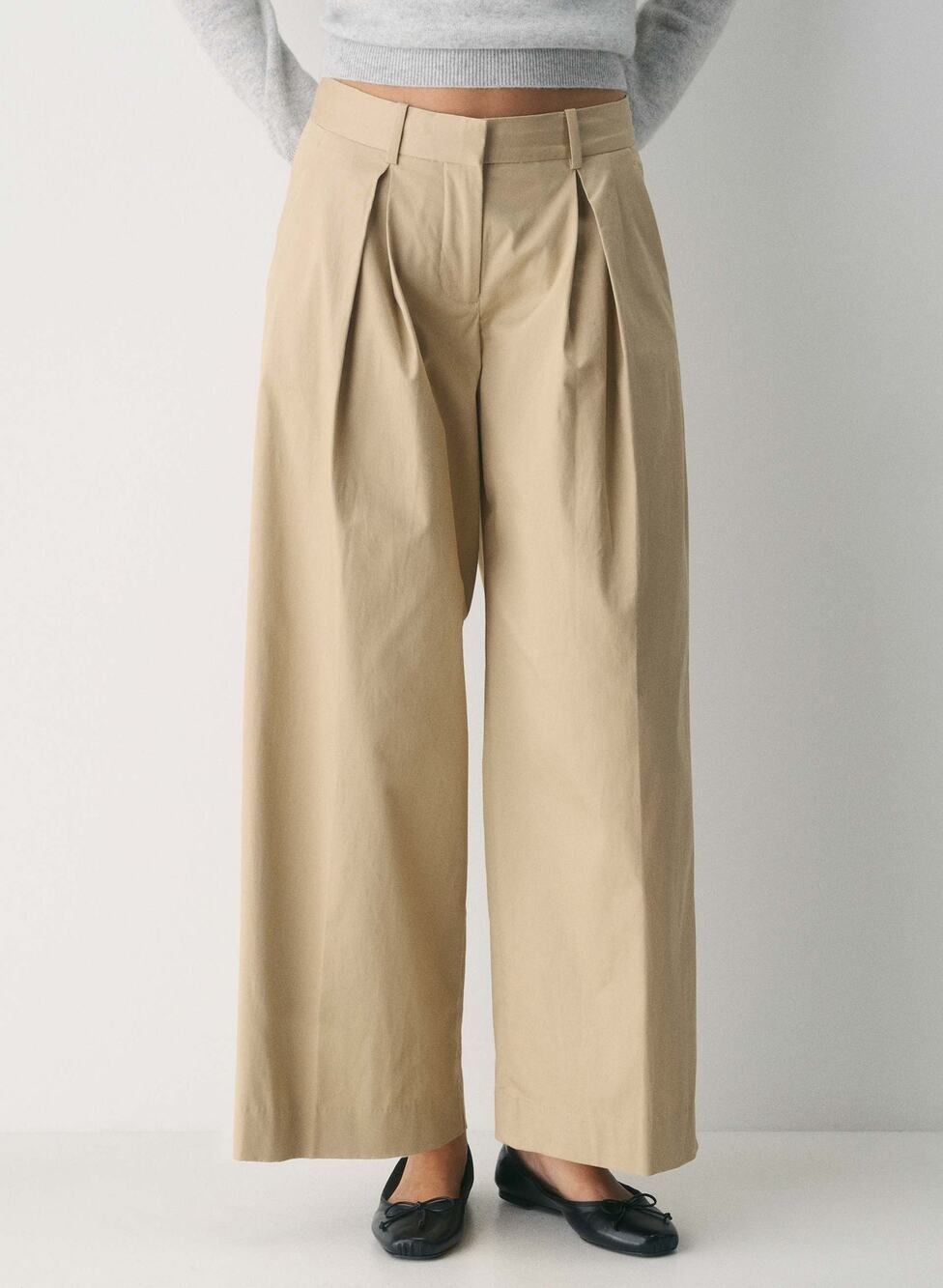 Aritzia Middlebury Chino Pant Hourglass Tan Pleated Wide Leg Low Rise Women's 0